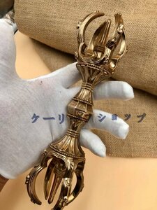 【ケーリーフショップ】 真言宗 弘法大師 五鈷杵 お盆用品 仏具 お彼岸 寺院仏具 銅製 磨き仕上げ 長さ23cm