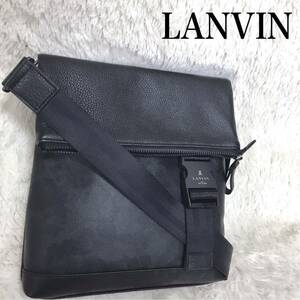 極美品 LANVIN PVC レザー カモフラ ショルダーバッグ サコッシュ ランバン