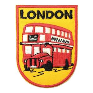 アイロンワッペン LONDON BUS ロンドン バス 乗り物 2階建て デザイン 簡単貼り付け アップリケ 刺繍 裁縫