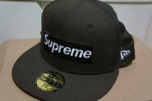 正規品 新品 茶色 Box Logo Mesh Back New Era メッシュ キャップ Supreme 国内正規品 シュプリーム 7 5/8 60.6センチ