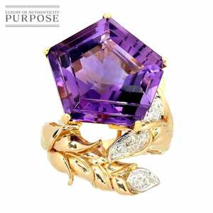 リング 12号 アメジスト 31.61ct ダイヤ 0.33ct K18 PG ピンクゴールド 750 指輪 Amethyst Ring 90201011