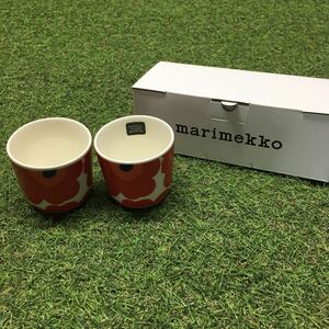 GX4218 MARIMEKKO マリメッコ UNIKKO ウニッコ 067849-001 ラテマグカップ 2個セット食器 ホワイト.レッド 未使用 保管品 コップ