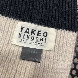 タケオキクチ TAKEOKIKUCHI ボーダー ウール マフラー 穴あり