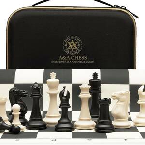 A&Aトーナメントのチェスセット/20"x 20」折り畳み可能なシリコン製チェス盤/王高3.75"のプラスチック四倍重量の古典的な