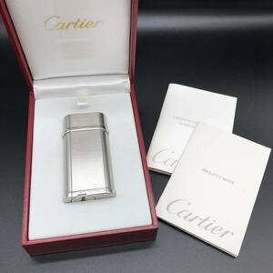 【着火OK】Cartier カルティエ CA120116 オーバル ガスライター ゴドロンヘアライン スティールフィニッシュ シルバーカラー ギャラ・箱付
