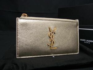 ■新品■未使用■ SAINT LAURENT サンローラン カサンドラ レザー フラグメントケース コインパース カードケース ゴールド系 AS8200