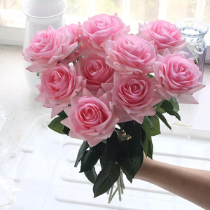 #1535#【deep pink】造花 アーティフィシャルフラワー 人工バラの花束 15本セット 結婚式 誕生日 バレンタインデー ギフトに