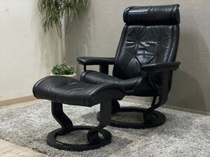 希少 エコーネス EKORNES プリンス コンチェルト 本革 約45万円 ストレスレスチェア＆オットマン リクライニングチェア stressless 1人掛