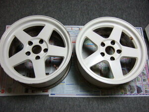 ジャンク!旧TE37？CP-5　RAYS VOLK Racing レイズ ボルク レーシング5本スポークタイプ軽量ホイール16×8.0J+33 114.3/5H　2本白