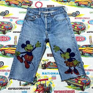 80’s Levi’s 501 カットオフ Mickey & Minnie プリント ジーンズ 検索: 古着 アメカジ ビンテージ 80年代 Made in USA ミッキーマウス