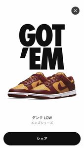 NIKE DUNK LOW CHAMPIONSHIP GOLD DD1391-701 US8.5/26.5cm 2022/2/8発売 SNKRS購入 国内正規 新品未使用 黒タグ付 ダンク 赤 金 ゴールド