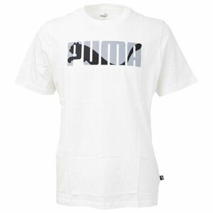 ●送料390円可能商品 プーマ PUMA 新品 メンズ ロゴ入り グラフィック コットン 半袖 Tシャツ 白 Lサイズ [678472-02-L] 三 弐★QWER★