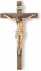 カトリック教会十字架の壁彫刻イエス・キリスト室内装飾品高さ35.6cmルネッサンス彫刻壁掛け工芸装飾輸入品