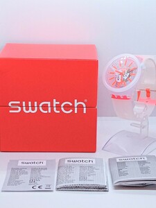 swatch スウォッチ SO27E102 腕時計 クオーツ スケルトン ラバーベルト 白 ホワイト 赤 電池交換済み 中古品 箱あり 説明書あり