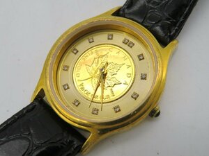 1円■ジャンク■ コインウォッチ ゴールド クオーツ ユニセックス 腕時計 M41705