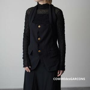 美品 COMMEdesGARCONS コムデギャルソン コムコム 変形ベスト ジレ ポリ縮絨 製品染め レイヤージレ 90s vintage ホルターネック 黒 S