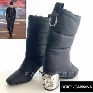 新品 DOLCE&GABBANA パデッド キルテッド ヒールブーツ JACKIE 41 / ドルチェ＆ガッバーナ キルティング ブーツ A60411 AQ187