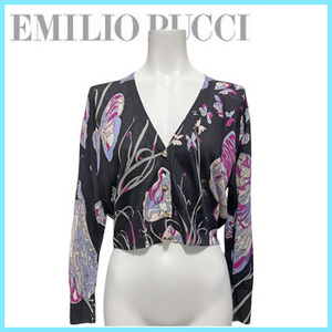 新品エミリオプッチEMILIO PUCCIシルクニット　カーディガン黒#M★