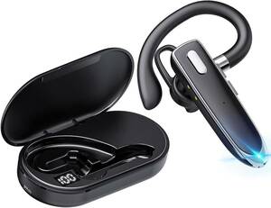 【耳掛式ヘッドセット】ワイヤレス bluetooth ヘッドセット Bluetooth5.2 片耳バッテリー長持イヤホン800mAh充電ケース付き120時間持続駆動