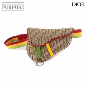 新品同様 クリスチャン ディオール Christian Dior ラスタ トロッター サドル ベルトポーチ ウエスト バッグ キャンバス 90208110