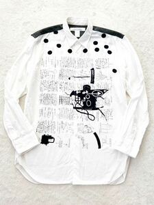 JEAN-MICHEL BASQUIAT x COMME des GARCONS SHIRT sizeM 長袖シャツ 白 黒 ジャン ミシェル バスキア コムデギャルソンシャツ メンズ