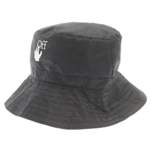 OFF-WHITE オフホワイト 20AW ロゴプリント バケットハット 帽子 ブラック OMZG049F20FAB001