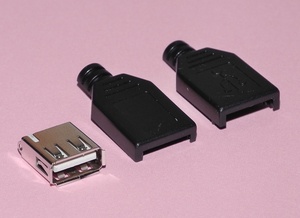 USBコネクタ メス 中継ケーブル自作用・補修用 ジャック Aタイプ type-A 要半田付け DIY 電子工作