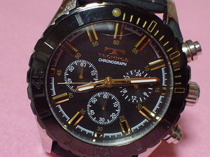 TECHNOS　WORLDーWIDE　クロノグラフ　１０ATM　腕時計　ブラック