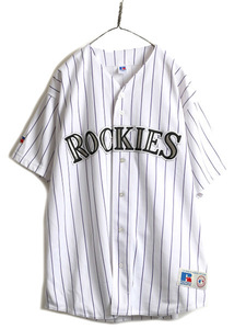 90s USA製 大きいサイズ XXL ■ MLB オフィシャル ラッセル ロッキーズ ベースボール シャツ メンズ 2XL RUSSELL ユニホーム ゲームシャツ