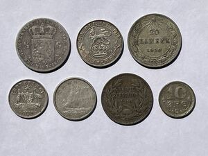 13、外国銀貨　7枚　イギリス　オランダ　デンマーク　カナダ　ロシア　オーストラリア　チリ　外国コイン　古銭　貨幣