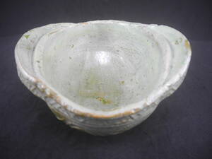 中國 漢時代 綠釉銀化幾何紋耳杯