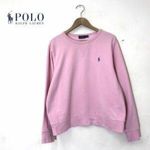 A1716-N◆ POLO Ralph Lauren ポロラルフローレン スウェットシャツ トレーナー ロゴ刺繍 前V ◆ sizeXL ピンク系 コットン 身幅広め