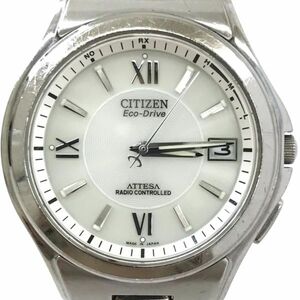 CITIZEN シチズン ATTESA アテッサ Eco-Drive エコドライブ 腕時計 H110-T011331 TA 電波ソーラー ラウンド シルバー TITANIUM 動作確認済