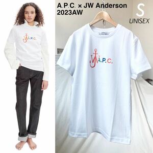 S 新品 2023AW A.P.C. X JW ANDERSON アンダーソン コラボ ロゴ Anchor Tシャツ 定2.2万 白 ユニセックス レディース メンズ APC