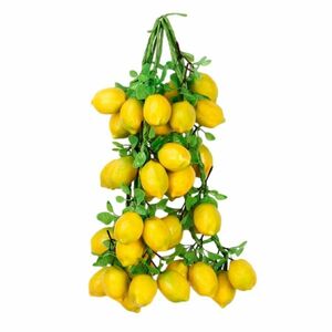 食品サンプル 吊るし果物 フルーツ 葉っぱつき 4本セット (レモン)