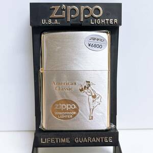 未使用　1995年製　american classic　シルバー＆ゴールドカラー　Windy　ウィンディ　ZIPPO　ジッポー　オイルライター