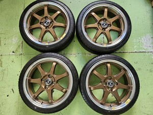 超美品（人気のS-HOLDブロンズ/リムポリッシュ）5.5Jx16インチアルミホイール・（ バリ山）165/45R16　（ROADCLAW) 付き　4本セット品