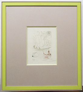 サルバドール・ダリ『ShakespeareⅠ』銅版画、和紙刷り　ed.LXVIII/XCV.　鉛筆サイン　額、箱、黄袋付き　1968年制作