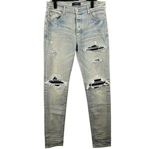 AMIRI (アミリ) MX1 CLAY DYEING Damaged Design Denim Pants (white)