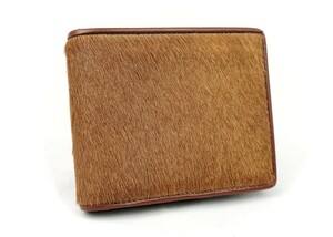 財布　二つ折り　馬毛革　牛革　ホースレザー　BOX型小銭入れ　日本製　ブラウン　