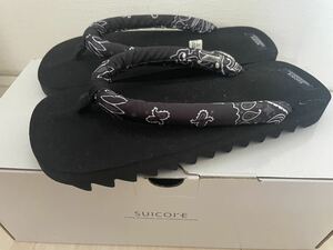 SUICOKE スイコック雪駄サンダル26cmユナイテッドアローズ黒バンダナ柄ブラックシャークソール