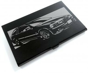 ブラックアルマイト「BMW 530i ツーリング M スポーツ （E39） 」切り絵デザインのカードケース[CC-053]