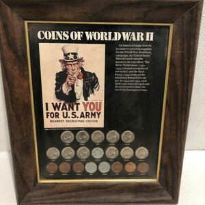 COINS OF WORLD WAR Ⅱ コイン 貨幣 記念貨幣 アメリカ 1942年 ～ 1945年 壁掛け 額縁付き コレクション