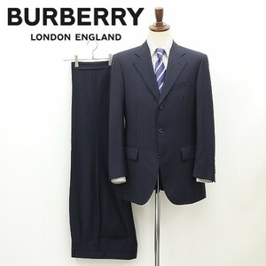 国内正規品◆BURBERRY LONDON バーバリー ロンドン ストライプ柄 スーツ セットアップ 紺 ネイビー A5/AB5