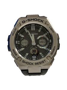 CASIO◆ソーラー腕時計・G-SHOCK/デジアナ/SLV