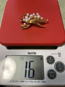 最高級ミキモト真珠　プローチ16g k18