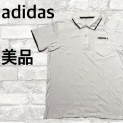 【美品】adidas/メンズ/ポロシャツ/ゴルフ/綿100%/白/ドット柄