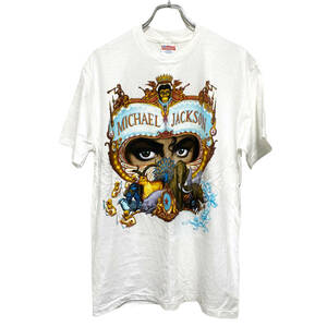 90s USA製 Hanes マイケルジャクソン Dangerous World Tour 1992-93 Tシャツ L 白 メンズ 袖裾シングル ビンテージ 送料185円 23-1227