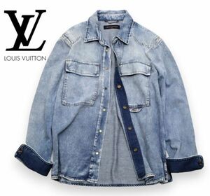 22AW Louis Vuitton オーバーサイズ ヴィンテージ加工 デニムシャツジャケット RM222Q NT0 HNS46W ルイヴィトン DENIM SHIRT JACKET S S-21