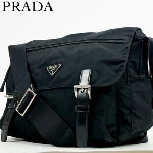 美品・人気モデル PRADA プラダ メッセンジャーバッグ ショルダーバッグ 三角プレート 白タグ ブラック ナイロン